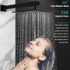 Enga Dual Shower Head Shower System with Body Jets, Wall Mount 10+6" Dual Rain Shower Head with 2 in 1 Handheld Spray for Two People, Shower Faucet Set with Valve Kit, Matte Black