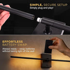 Auralume Wall Sconce Set of Two – Battery Operated LED Wall Lights with Remote, Dimmable, 4 Color Temps 3000K–6000K, 20,000mAh Rechargeable, Modern Indoor Wall Lamps