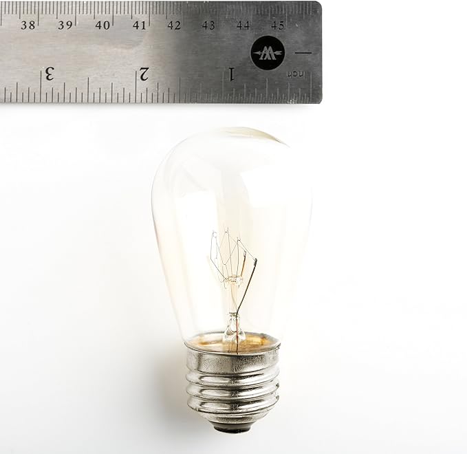 Hometown Evolution, Inc. Commercial E26 String Lights with 16 Gauge Wire (24 Foot 12 Socket, S14 11 Watt Clear Bulbs)