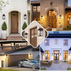 15" Dusk to Dawn Outdoor Wall Lantern 2-Light, Outside Modern Wall Sconce Light Fixture, Industrial Porch Light Wall Mount with E12 Sockets, Waterproof Exterior Lamp Lighting, Brown