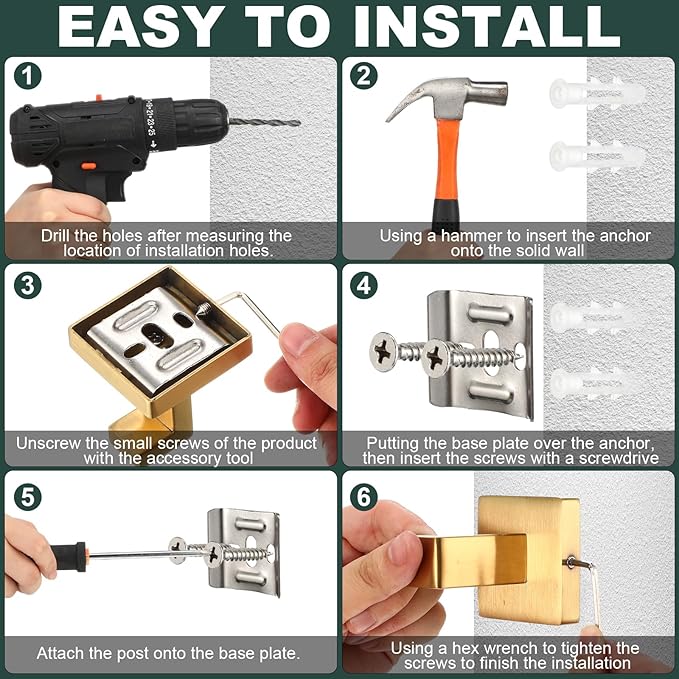 Gisafai 20 Pcs Bathroom Hardware Accessories Set 23.6 Inch Bath Towel Bar Kit Stainless Steel Bathroom Hardware Set Towel Racks Ring Hooks Paper Holder for Wall Mounted (Brushed Gold)