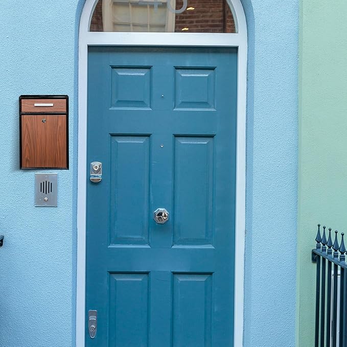 Locking Wall-Mount Mailbox, Wood Vintage Metal Mailboxes for Outside, Security Drop Box with Lock, Large Capacity Mounted Mailbox, Heavy Duty Thickened Mailbox