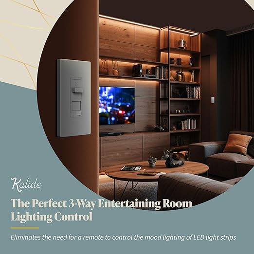 TOPGREENER Kalide Dimmer Light Switch, Pair with 12V Power Supply, 3-Way or Single-Pole, 12/24 V LED Dimmer Switch, TGSDS-1224-W, White