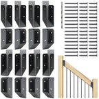 201 Stainless Steel 2" x 4" (1 ½" x 3 ½" Actual) Deck Railing 37.5°Stair Connectors, for Deck Railing Stair Handrail Connection Installation Deck Railing Bracket (8 Pair-Black)