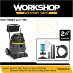 WORKSHOP Wet/Dry Vacs Shop Vacuum WS1400CA 14-Gallon 6.0 Peak HP High Power Wet Dry Vacuum Cleaner with Filter, Dust Bag, Hose, Attachments and Cart for Garage, Basement and Workshop Cleaning