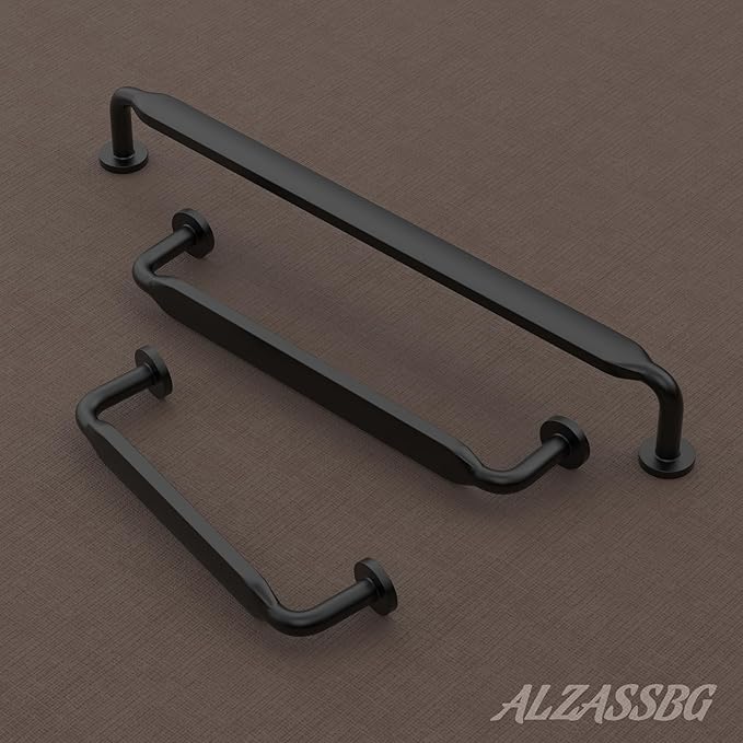 Alzassbg 10 Pack Matt Black Cabinet Handles, 7-1/2 Inch(192mm) Hole Centers Arch Modern Cabinet Pulls Kitchen Cabinets Hardware for Cabinets and Drawers AL3503MB