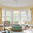 15.7" Vintage Flower Brushed Nickel Chandelier - Adjustable Height White Milk Glass Shades Pendant Light Fixture for Kitchen Island, Dining Room, Bedroom