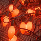 SUNSGNE 25 Pack C9 Orange Outdoor Halloween Night Light Bulbs, C9 Christmas Tree Lights for Indoor Outdoor Patio Strings, E17/C9 Intermediate Base, 7 Watt, Ceramic Orange