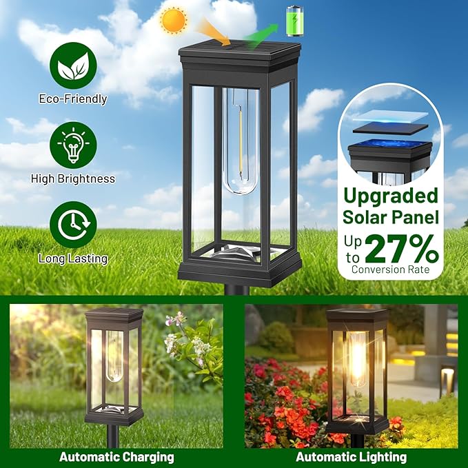 BesLowe 【Upgraded】 Solar Pathway Lights Outdoor, 12-Pack Large LED Solar Light Outdoor Waterproof, Super Bright Outside Lights for Yard, Sun-Powered Landscape Lighting for Garden Walkway, Warm White