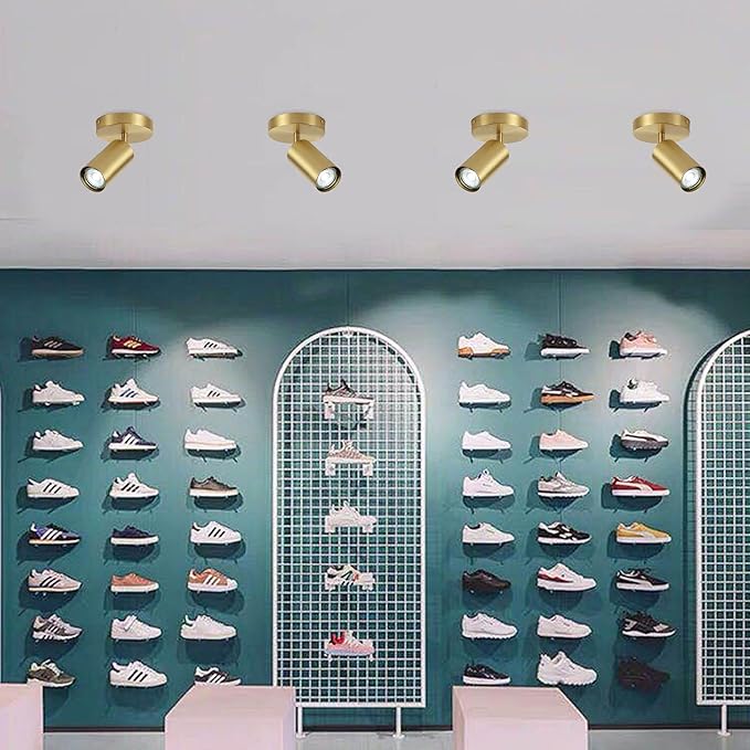 KCO Lighting Modern LED Tacking Lighting Brushed Gold Flush Mount Ceiling Spotlight Fixtures Single Brass Kitchen Track Lighting Indoor Ceiling Spot Light Fixture