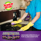 Scotch-Brite Glass Cooktop Pads, Scratch-Free & Non-Abrasive Scrubbers for Glass or Ceramic Stovetops, Cleans Burnt-On Messes with Just Water, Reusable Dishwasher-Safe Design (12 Pads)