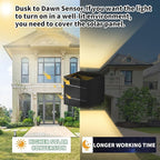 LANFU Solar Powered Motion Sensor Square Outdoor Wall Lights,Black Modern Up and Down Wall Lamps 10W,IP65 Waterproof Warm White 3000K Wall Sconce Light Exterior for Fence,Garden