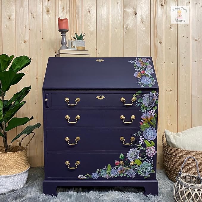 Dixie Belle Paint Company Chalk Finish Furniture Paint - Aubergine (4 Fl Oz) - Matte Royal Eggplant Chic Chalk Mineral DIY Furniture Paint