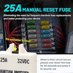 NuIth Manual Reset Mini Fuse Circuit Breakers 25A, E39 Low Profile ATO/ATC Circuit Breaker Blade Fuse 12V-32V DC 25A Re-settable Standard Blade Fuses for Car Truck RV Marine (2PCS-25A)