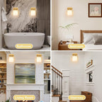1 Light Modern Bathroom Light Fixtures Over Mirror, Brass Finish Vanity Lights for Bathroom Wall Sconces with Milky White Glass Shades, E26 Socket (Bulbs Not Included)