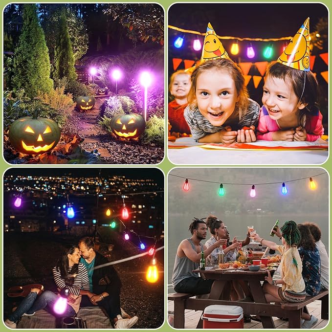 12-Pack Green String Light Bulbs, Patio String Light Replacement Bulbs for Outdoor Indoor, 1W E26 Base S14 LED Colored Light Bulbs for Christmas Halloween,Holiday,Home Decor