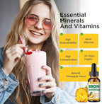 Liquid Iron Supplement for Women Men & Kids Multivitamin Iron Drops with Folate, Vitamin C, B6, B12, Zinc for Anemia, Iron Deficiency, Blood Builder, Energy - Natural Pineapple Flavor, Vegan 4 Fl Oz