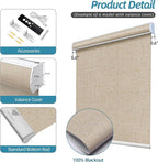 SmartWings Motorized Smart Blinds with Remote, Custom Automatic 100% Blackout Roller Shade Compatible with Alexa/Homekit/Google, Electric Smart Blinds for Indoor Windows, Linen Caramel