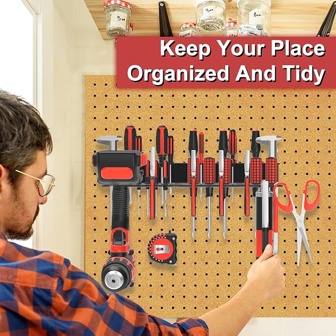 Metal Screwdriver Organizer, Wall Mount Plier Organizer Hammer Holder, Hand Tool Storage Rack for Garage Workshop Workbench(Black, 1PC)