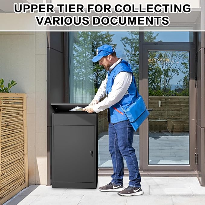 Package Delivery Boxes for Outside,Enlarged Porch Box for Packages with Coded Lock,Large Space,Waterproof,Cold-Rolled Steel Package Lock Box (19.7”x16.1”x33.5”)