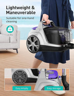Aspiron Canister Vacuum Cleaner, 30Kpa Bagless Vacuum Cleaners, 3.7QT Large Dust Cup, Double HEPA Filter, Retractable Cord, 1600W Lightweight Vacuum Cleaner with 5 Tools for Hard Floors, Violet