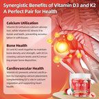 Vitamin D3 K2 Gummies w/Magnesium Sugar Free - 90 Count | D3 Vitamin 5,000 IU + K2(MK-7) 100 mcg - Vegan K2 D3 Vitamin Supplement, Highly Absorbent Supports Bone, Muscle, Mood & Immune(Lychee Flavor)