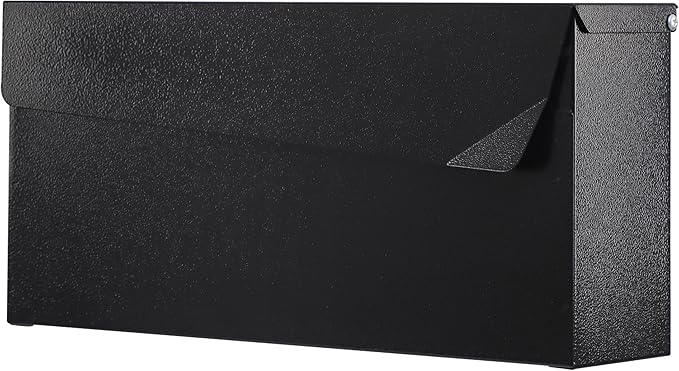 KYODOLED Wall-Mount Mailbox, Large Capacity Mail Box, Mailboxes for Outside, Galvanized Steel Rust-Proof Metal Post Box, 14.56" x7" x4.13" Black
