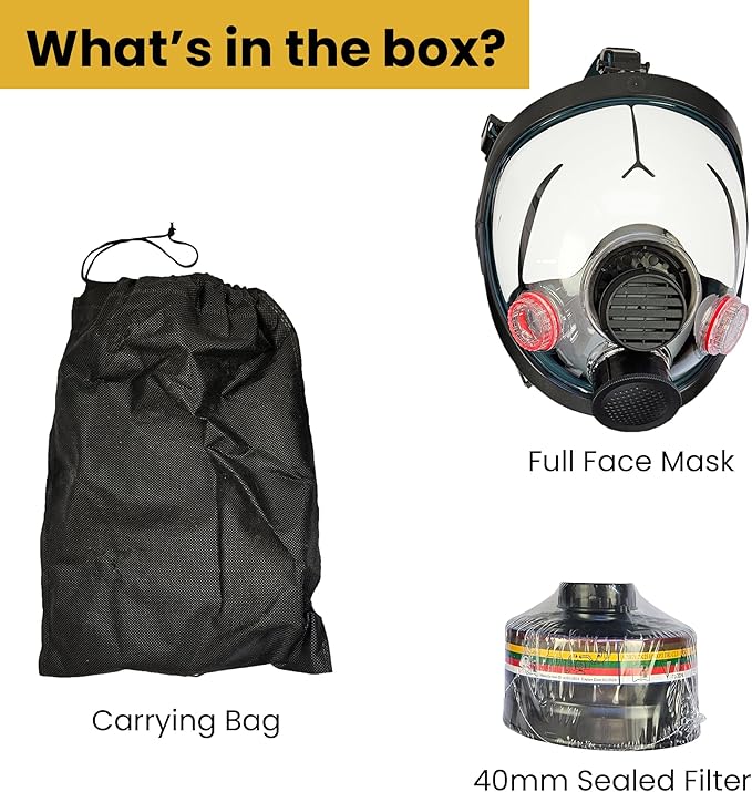 KYNG GAS Mask - 40 mm NBC Filter - Full Face Respirator Mask CBRN Survival & Tactical Gas Mask for Chemical Fumes, Particulates, and Smoke Protection, Military Grade Construction