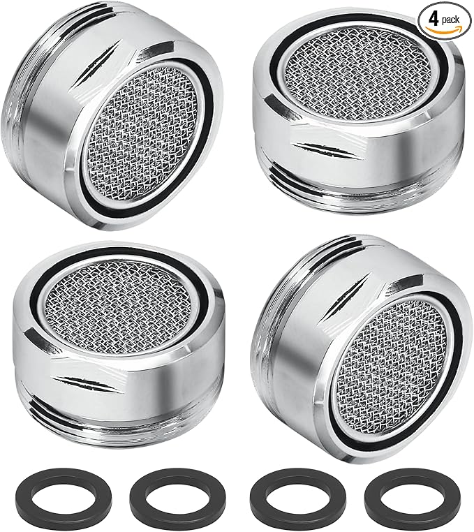 Litoexpe 15/16 Inch Faucet Aerator 4 PCS, Kitchen Sink Aerator Replacement Parts, Sink Faucet Male Thread Faucet Filter with Brass Shell and Gasket for Bathroom
