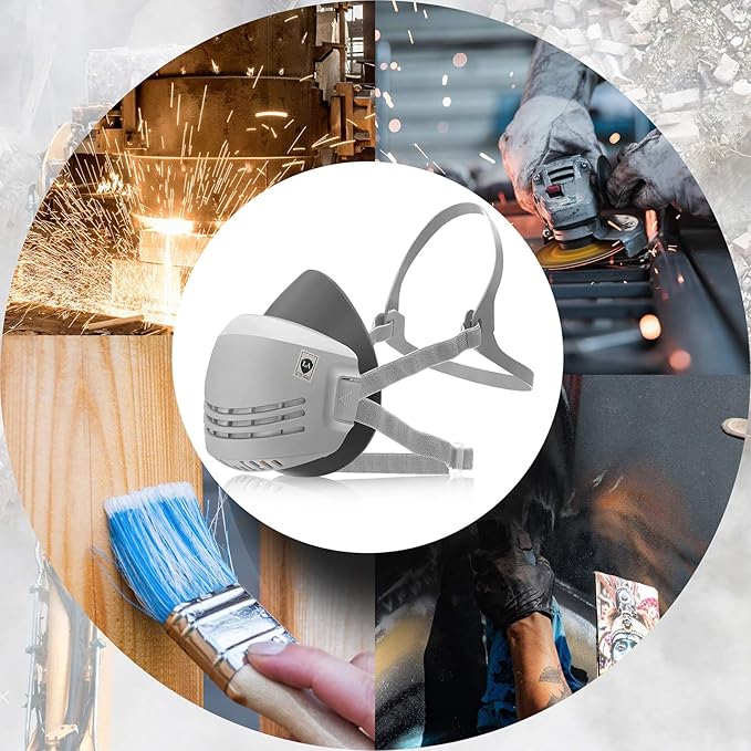 RANKSING Respirator Mask with Filters to Against Dust Gases Fumes Asbestos Organic Vapors Chemicals while Painting Spraying Sanding Welding Construct and Work Portable Protection PPE