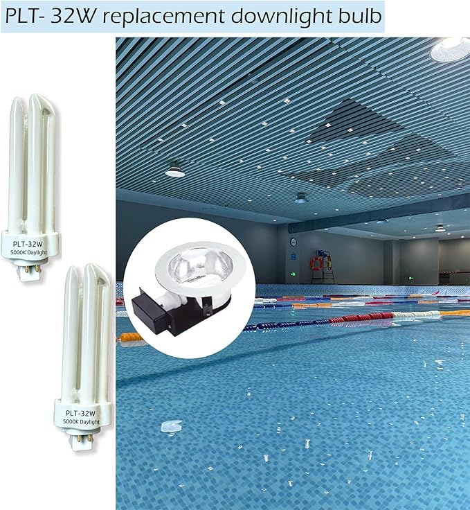 6pack PLT 32W Triple Tube Fluorescent Light Bulb, 5000K Bright White Daylight 4-Pin GX24-3 Type Base，High Transparency CRI 86