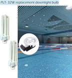 6pack PLT 32W Triple Tube Fluorescent Light Bulb, 5000K Bright White Daylight 4-Pin GX24-3 Type Base，High Transparency CRI 86