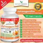 UDAF Certified Organic Ashwagandha with Black Pepper - 180 Capsules - 1965mg Extra Strength for Stress, Sleep, Mood, Thyroid, Focus, Hair, Vegan Pure Root Extract Powder - Men and Women Supplements