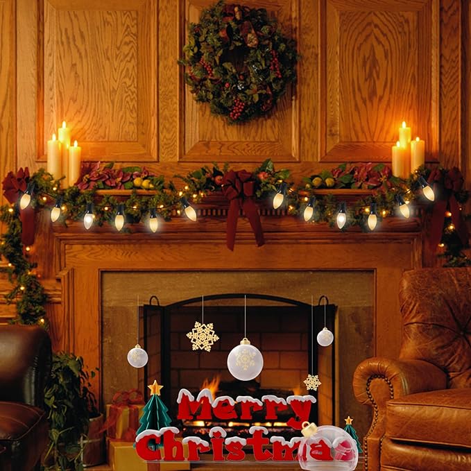 GOOTHY 25 Pack C9 White Replacement Light Bulbs for Christmas Outdoor Patio String Lights, 7 Watt Night Light Bulbs, E17/C9 Intermediate Base Incandescent Chandelier Bulbs- Ceramic White