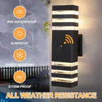 Dusk to Dawn Outdoor Wall Lights 1 Pack, IP65 Waterproof Modern Exterior Light Fixture, 3000K Warm White 3-Layer Up and Down Outdoor Wall Sconce for House Front Porch Garage