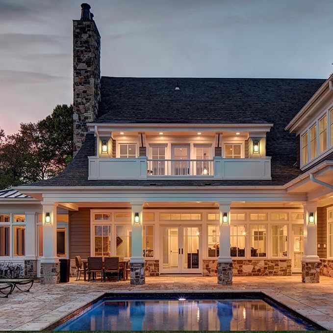 PARTPHONER Dusk to Dawn Outdoor Light Fixtures Wall Mount, Sensor Porch Lights, Anti-Rust Exterior Wall Sconce Lighting Lamp, Waterproof Wall Lantern for Doorway, Garage, 2-Pack