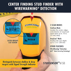Zircon StudSensor A150 Wall Scanner and Center/Edge Locating Stud Finder with WireWarning Detection and Signal Strength Indicator, Center Finding