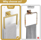 TQKAG 5-Pieces Brushed Gold Bathroom Hardware Accessories Set 23.6" SUS304 Stainless Steel Towel Bar Set Wall Mounted Square Toilet Paper Holder with Shelf