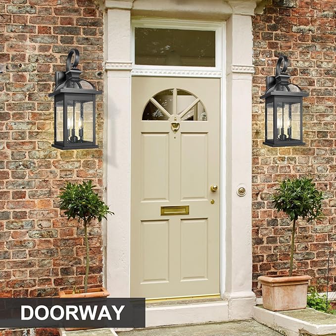 Darkaway Outdoor Lights Fixtures Wall Mount, Extra Large 26inch Outdoor Wall Sconce Lights with Seeded Glass Waterproof Outside Exterior Lights Fixture for House Front Porch Patio Garage E12 Bulb Base