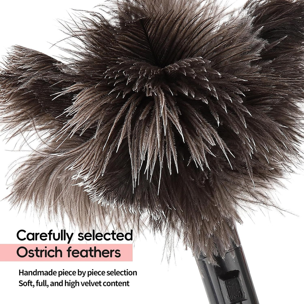 Retractable Feather Duster-Genuine Ostrich Feathers,Anti-Static,Reusable Eco-Friendly Handheld Cleaning for Keyboard,Home,Car,Office(10 to 15 Inches) 3 Pack