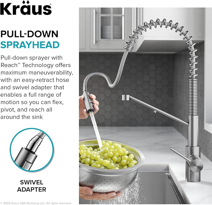 KRAUS Oletto 2-in-1 Commercial Style Pull-Down Single Handle Water Filter Kitchen Faucet for Reverse Osmosis or Water Filtration System in Spot-Free Antique Champagne Bronze, KFF-2631SFACB