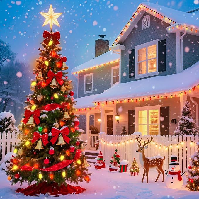 Brightown C9 LED Replacement Christmas Bulbs, 25 Pack Red and Warm White Shatterproof C9 Bulbs, Waterproof Commercial LED Holiday Bulb for Christmas String Light, E17 Intermediate Base, Dimmable