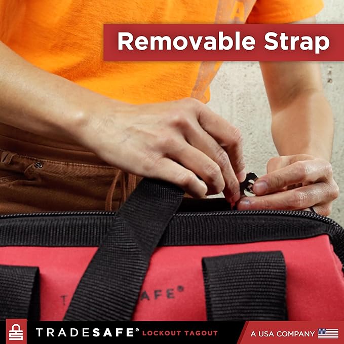 TRADESAFE Lockout Tagout Bag for Loto Devices - Polyester Canvas Lock Out Tag Out Kit Bag, Heavy Duty Tool Bag Organizer, 12-1/2 x 8 x 9-3/4 inches