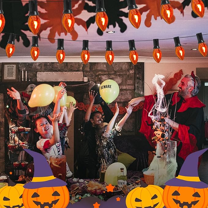 Orange C7 Flickering Flame Bulb,1W Halloween Chandelier Flickering Light Bulbs with Orange Glow That flickers,C7/E12 Candelabra Base (25 Pack)