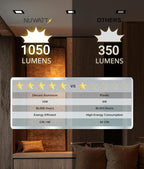 NUWATT 12 Pack 6 Inch Square Ultra-Thin LED Recessed Lighting, Selectable 2700K/3000K/3500K/4000K/5000K, High Brightness 1050 Lumens, Dimmable Black Slim Wafer Light, IC Rated, Metal Junction Box