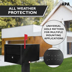 Ilyapa Locking Mailbox for Outside with Lock & Key - Modern Mailboxes for Outside Post Mount, Black Powder Coated Steel Heavy Duty Curbside Mail Box