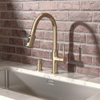 Lava Odoro Champagne Gold Soap Dispenser for Kitchen Sink, Modern Brass Built in Countertop Pump Dispenser with 18 Oz Refillable Bottle, Kitchen Soap Dispenser Spot-Free, Champagne Gold, KSD-21