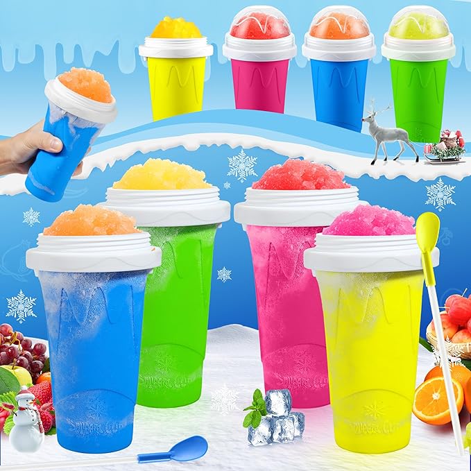 Tgosomt 3Pack Slushie Maker Cup, Quick Magic Squeeze Slushy Cup, DIY Frozen Smoothies Cups, Juice Milk shake Yogurt Ice Cream Maker, Double Layers Cooling Cups, Cool Fun Gifts (Blue Pink Green)