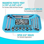 DURATECH 2-Piece Silicone Tool Tray, Premium Non-Slip Flexible Tool Organizer with Magnetic Tray, Tool Storage for Socket, Bolts and Nuts, Screwdriver bits, Gift for Christmas, Mechanic & Garage Tool