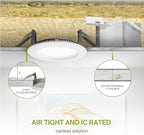 ASD LED Recessed Lighting 4 Inch, Round Commercial Downlight, Mini Panel with Baffle Trim, 4" 12W 120-277V CCT Selectable 2700/3000/3500/4000/5000K, Dimmable Ceiling Light Fixture, White, ETL, 6 Pack